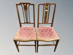 Two late Victorian inlaid mahogany chairs