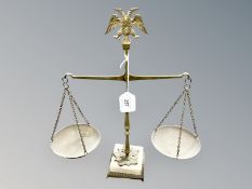 A set of brass and alabaster scales