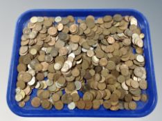 A tray of 20th century British pre decimal coins