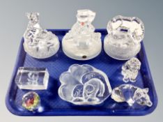 Eight glass paperweights