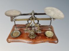 A set of 19th century postal scales with weights