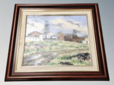 J Madgin : Industrial landscape, oil on board,