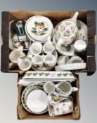 Two boxes of Portmeirion tea and dinner ware
