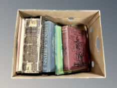A box of 19th century Holy bible, Reader's Digest volume Heritage of Britain,