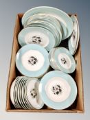 A box of Ridgeway blue and white dinner plates