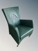 A 20th century Danish armchair in green leather