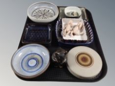 A group of Scandinavian studio pottery, bowls, figures,
