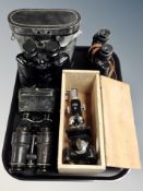 A pair of Koral compact 7 x 50 binoculars, Komet 8 x 40 binoculars, one further pair,