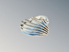 A silver and enamel ring