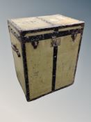 An early 20th century metal bound shipping trunk,