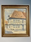 C Skousgaard : A tiled building, oil on canvas,
