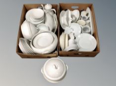 Three boxes of Bing and Grondahl white porcelain tea and dinner wares