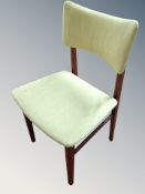 A Danish teak dining chair in oatmeal fabric