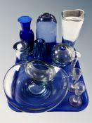 Eight pieces of Danish studio glass and three further drinking vessels