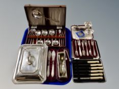 A silver plated entrée dish,