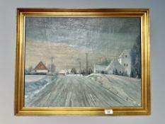 Danish School : Road towards a village, oil on canvas,