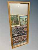A pine framed mirror,