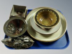 Seven pieces of Danish glazed earthenware, large shallow bowl,