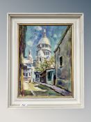 Danish School : a street leading to church, oil on canvas,