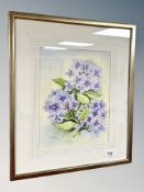 Margaret Adamson, still life of lilacs, watercolour,
