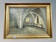 Lars Kliint : Room with arched ceiling, oil on board,