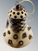 A 1970's Danish studio pottery pendant light shade,