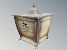 A late Victorian lidded coal bin,