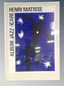 An Henri Matisse gallery poster in frame,