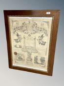 A 19th century monochrome Masonic print, overall 66 cm x 84 cm,