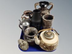 A group of Danish studio pottery, twin handled vase.