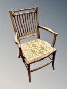 A late Victorian inlaid mahogany armchair