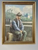 Danish school : Portrait of a gentleman smoking a pipe, oil on canvas,