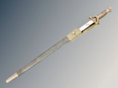 A British 1907 pattern bayonet by Sanderson in scabbard