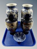 A pair of Japanese Satsuma earthenware vases,
