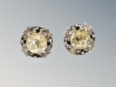 A pair of silver citrine earrings