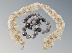 Two necklets with silver clasp