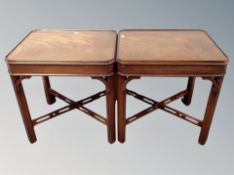 A pair of reproduction mahogany lamp tables,