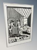 Danish School : Nude figures in silhouette, indistinctly signed,