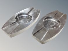 A pair of chrome Art Deco ashstrays,