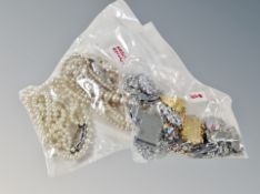 Two pearl necklets and clasps