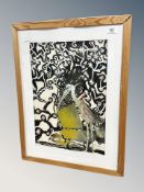 Danish School : Heron, watercolour and oils, indistinctly signed,