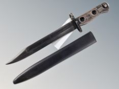 A British L1A3 bayonet in scabbard