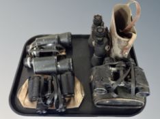 A pair of Carl Zeiss Jena 8 x 30 binoculars and three further pairs of binoculars