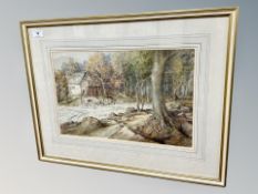 Frank Buffham : Watermill by a river, watercolour,