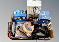 A box of Macallister sheet sander, tile cutter,
