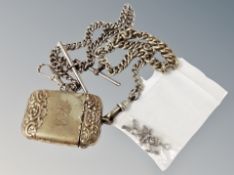 An old vesta case and chain etc