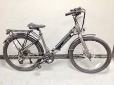 Ampere Deluxe step through electric bike with throttle. Dark grey, size 16