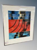 Danish School : Abstract study, colour print,