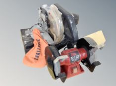 A Powerdevil bench grinder and a Challenge table saw