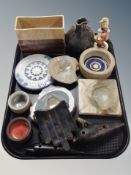 A group of Scandinavian earthenware ceramics, polished gemstone ashtray,